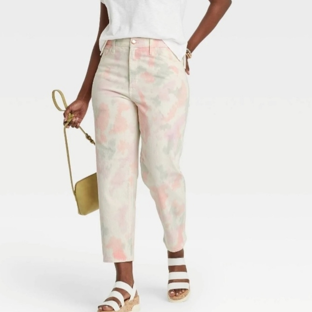 Universal Thread High Rise Vintage Straight Crop Tie Dye Jean